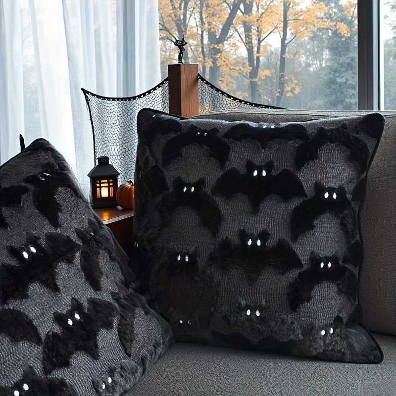 1pc 3D black bat plush throw pillow cover gothic dark spooky witch halloween decorative cushion cover no pillow core G251124