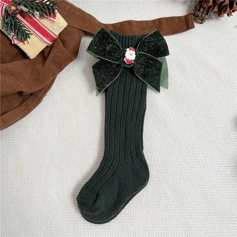 Winter Baby Girls Boys Christmas Socks Kids Knee High Sock Woolen Leg Warmers Children Soft Cotton Red Long Socken For 0-5Years G251124