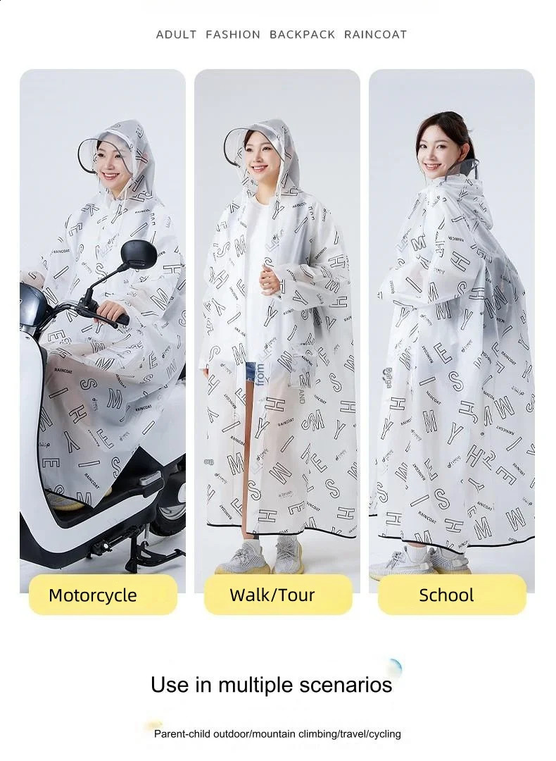 Family Raincoat Translucent Rain Coat with Letters EVA Hooded Rain Poncho for s Men Women 250421