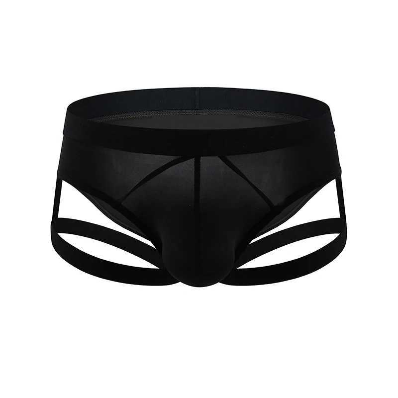 New Arrival CLEVER-MENMODE Sexy Mens Ice Silk Underwear with Raised Penis Pocket Underwear Leg Ring Belt Underwear Z250424
