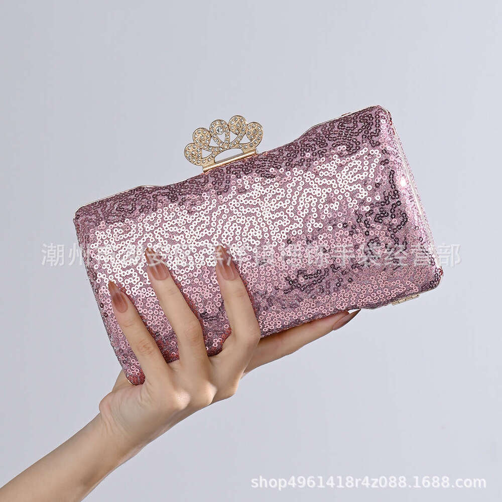 Shuo's New Sequined Women's Handbag, Bride's Formal Dress, Banquet Evening Dress Bag, One Shoulder Diagonal Cross, Hand-Held