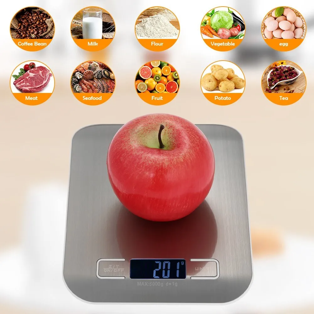 5/10KG Digital Kitchen Scale Stainless Steel Precision Home Jewelry Food Scale LED Display Electronic Jewelry Baking Weight Scales