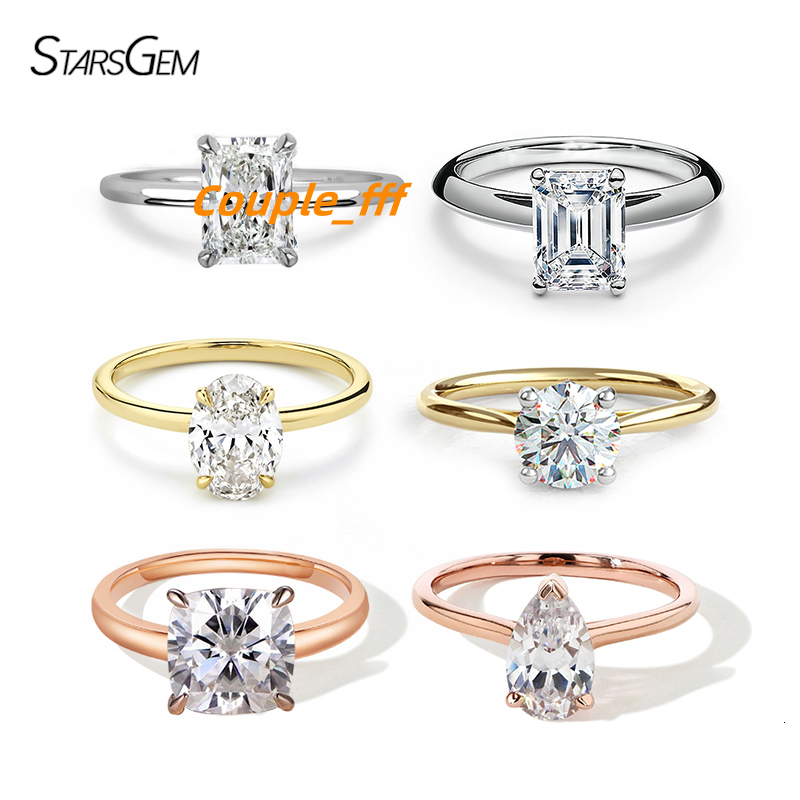Starsgem Fancy Shape Moissanite 2ct -3ct Size Solitaire Setting 14k Solid Gold Moissanite Diamond Engagement Ring