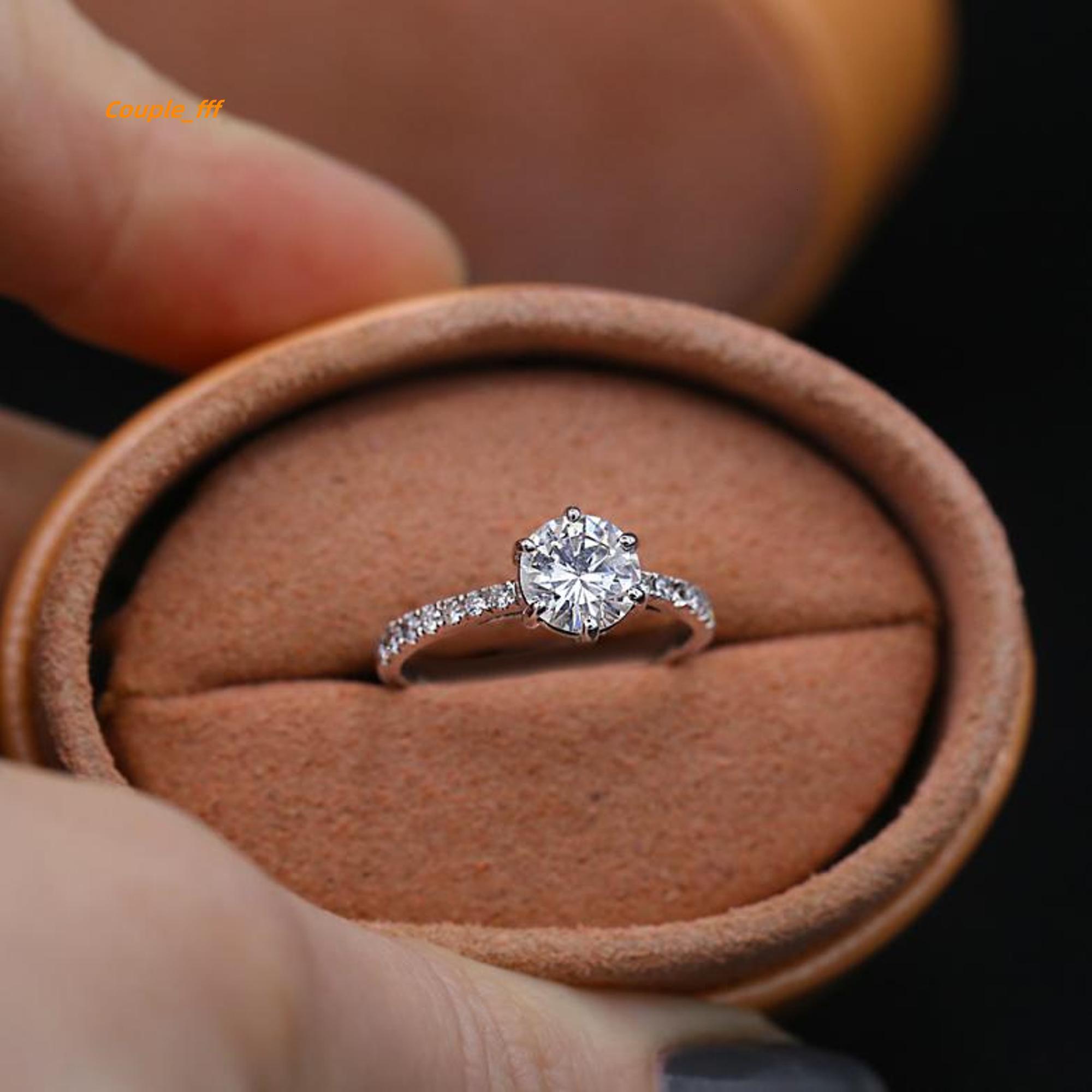 Moissanite Solitaire Wedding Ring Goldmoissanite Ring Engagement Bands or Rings Certified 1.20 Ct Round Shape Genuine White