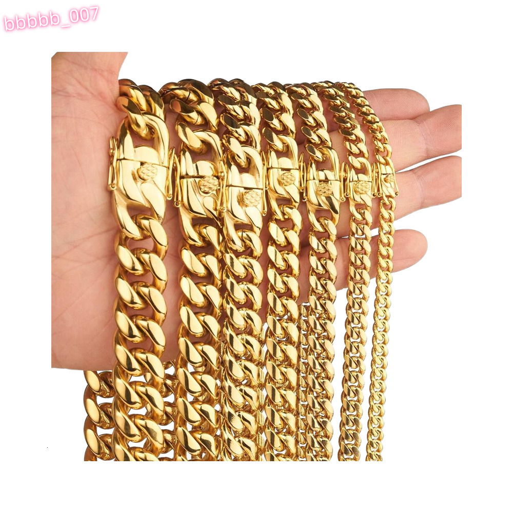 Mens Heavy Gold Plated Cuban Chain Necklace Trending Chunky Link Hip Hop Fashion Statement Stainless Steel New Style