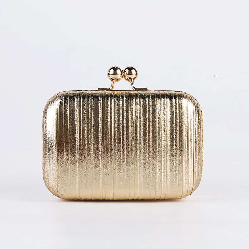 Dinner Bag Fashionable Pleated Dinner Metallic Shiny Dress Women S Bag Versatile Evening Bag KQ