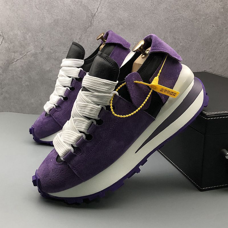 free shipping designer shoes men's retro suede lace-up platform sneakers brown white casual shoes thick sole fashionable versatile daily wear spo
