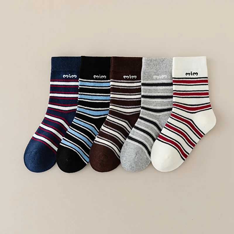 ive pairs of childrens autumn and winter Korean-style versatile striped socks soft comfortable and skin-friendly G251124