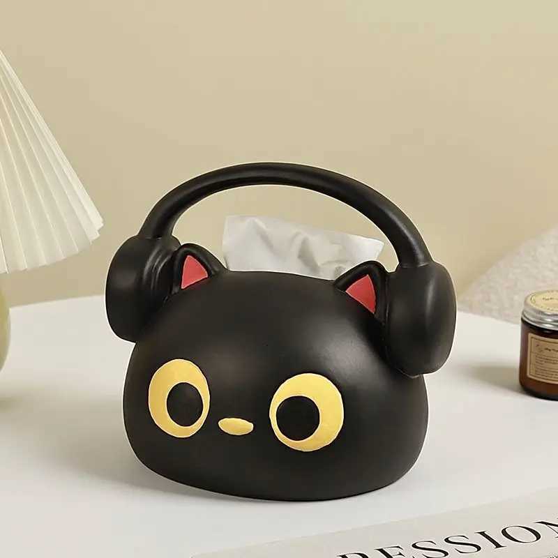 Headphones Siamese Cat Tissue Box Living Room Light Luxury High-end Creative Paper Box Cute Style Tissue Boxes Nordic KitchenM251124