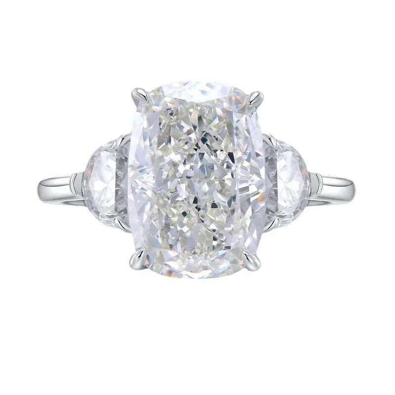 Korean New S925 Silver 9 * 13mm White G Pigeon Egg High Carbon Diamond Ring Fashion Simple Ring Fashion Jewelry