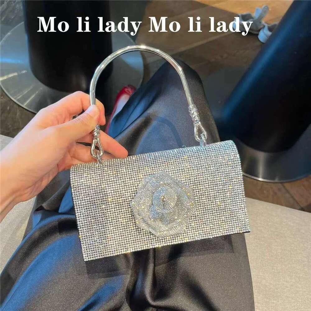 Designer Bag 2025 High Quality Glitter Dia Floral Women Handbag Fashion Rhinestone Evening Wedding Party Clutch Purse Crossbody Bag Luxury Bag