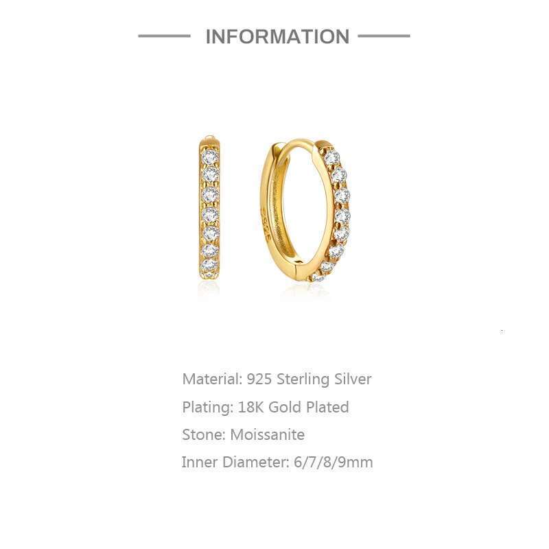 Aide D Color Moissanite Hoop For Women Sterling Sier Gold Plated 6/7/8/9Mm Versatile Classic Hie Earrings