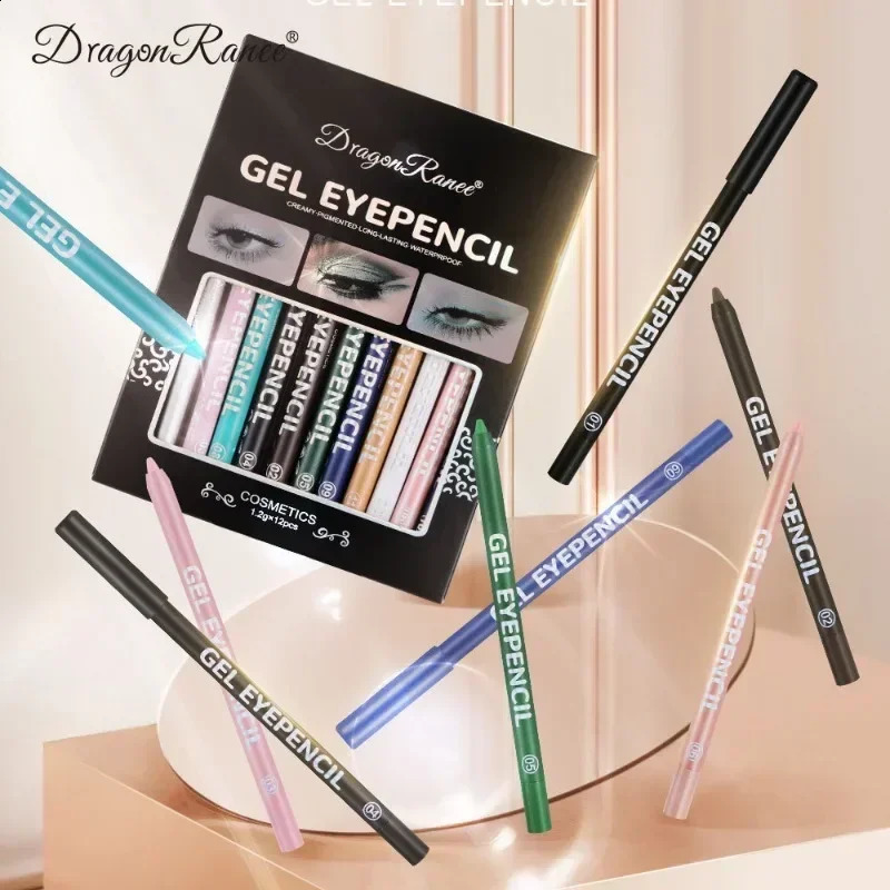 Gel eyeliner waterproof cosmetics 12 colored matte UV luminous pencil set makeup tool 250418