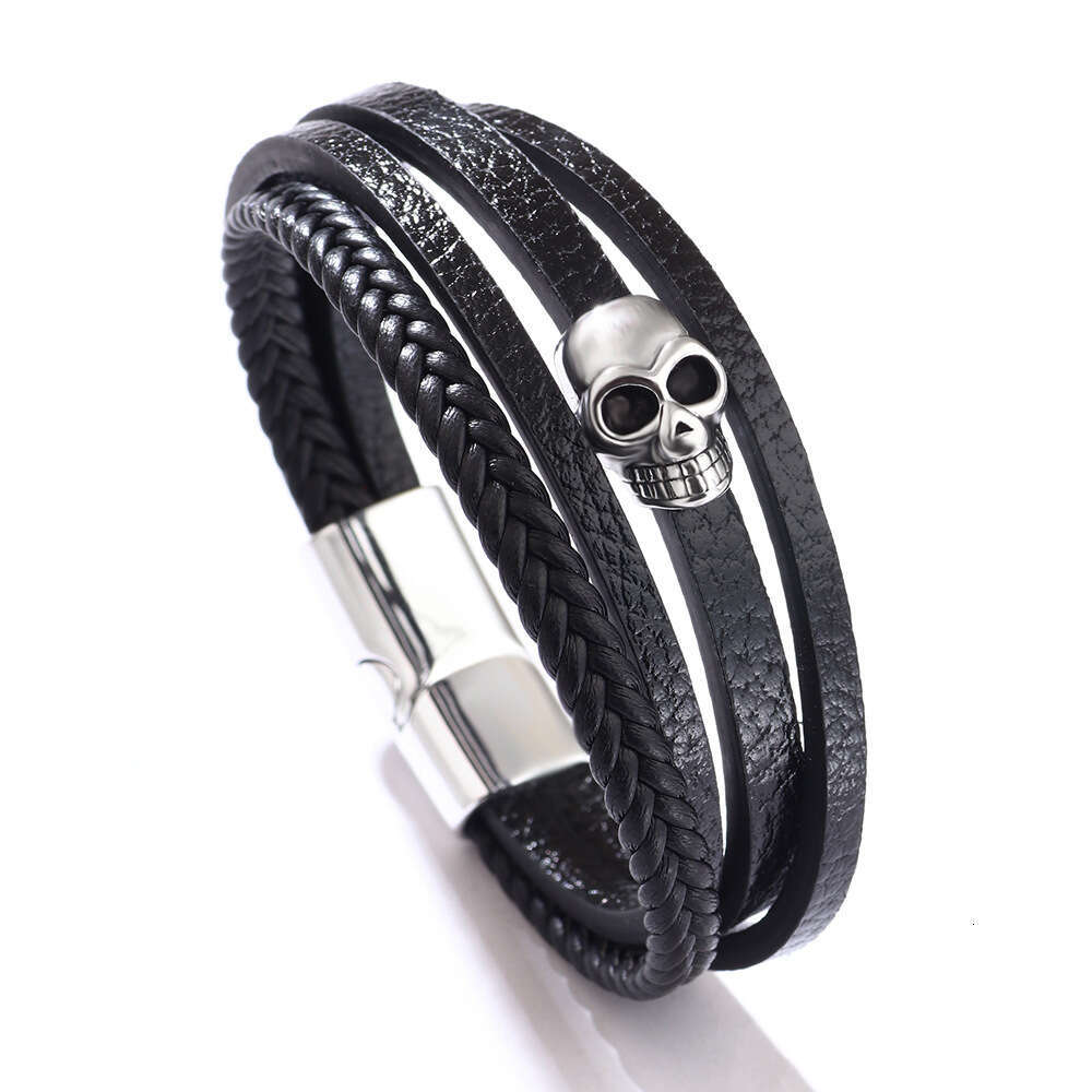 Explosive Punk Style Evil Alloy Magnetic Buckle Skull Head Bracelet