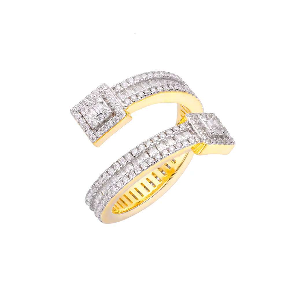 Hip Hop Rapper Jewelry 925 Sterling Silver Iced Out Cz Moissanite Baguette Custom Adjustable Rings for Men
