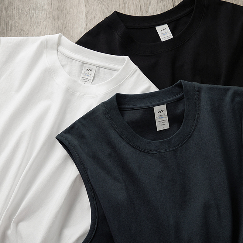 American Casual Camisole Tank Pure Cotton White Sleeveless T-Shirt, Sports And Fitness Loose Top, Men's Summer luanyun