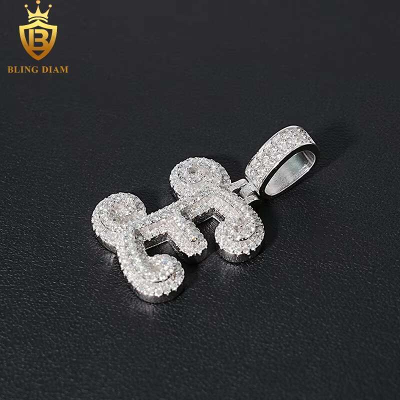 Factory Low Price Hip Hop Jewelry 925 Silver VVS Moissanite E Letter Iced Out Diamond Custom Pendant