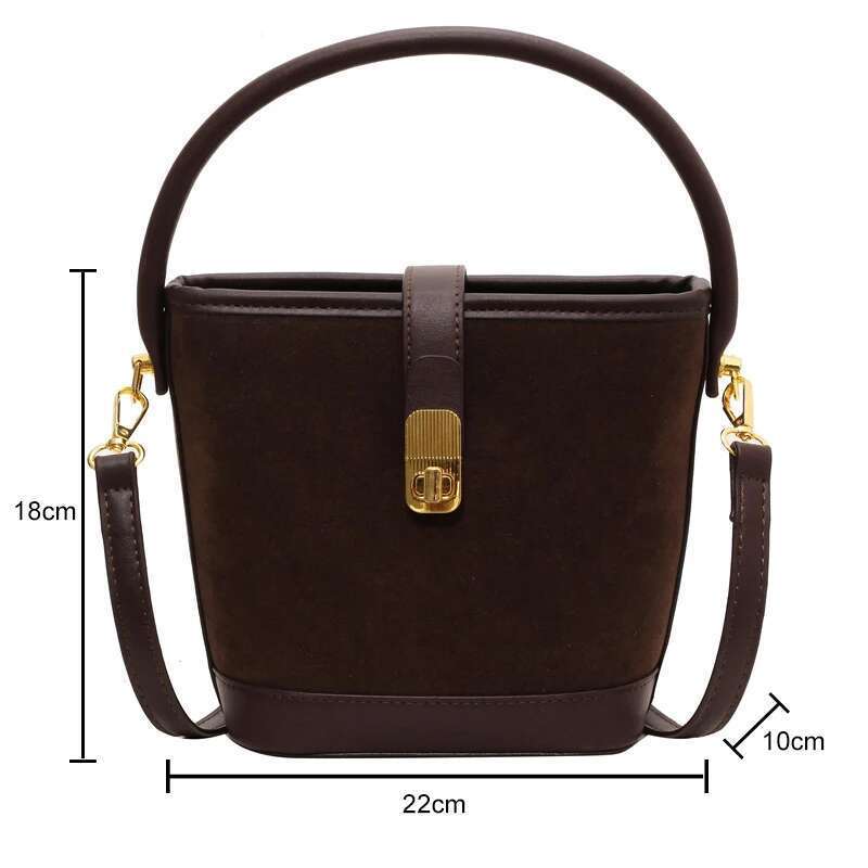 New Autumn Winter Retro Niche Design Suede Women S Fashion Casual Shoulder Crossbody Portable Bucket Bag Bag