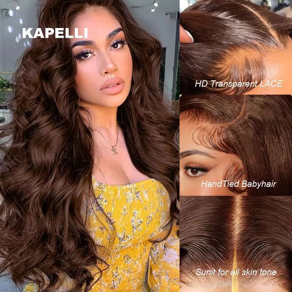 10A Brazilian With Body Wave Human With 4X4 Lace Closure Brown Blonde Colored 3/4 Bundles Hair Remy