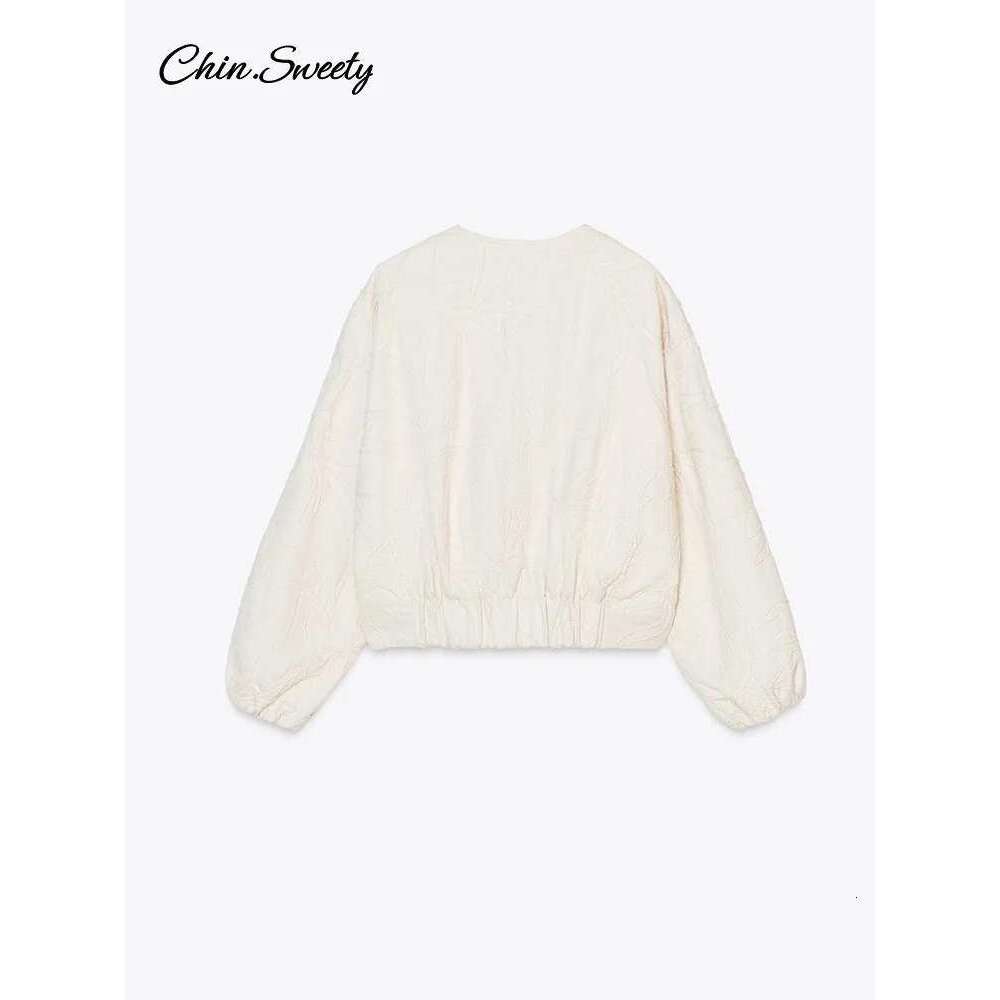 Casual Embroidery Women's Bomber Jacket Loose Zipper Long Sleeve Short Coat Female 2025 Spring Fall Lady High Street Outwears