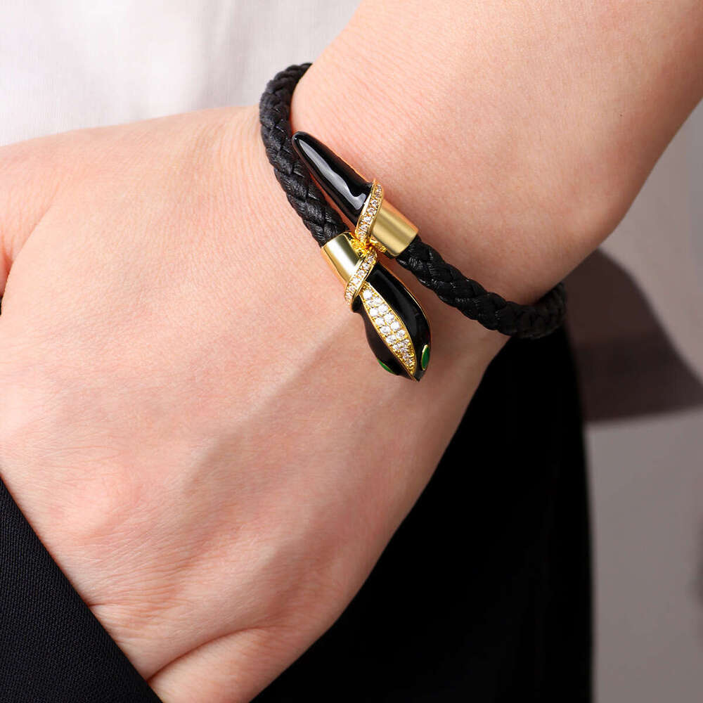 Hot selling new woven open fashionable and exquisite shaped rhinestone snake head bracelet