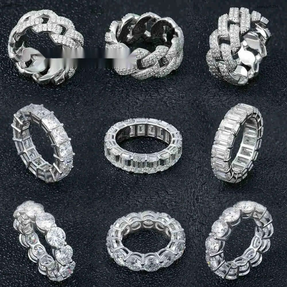 Yue Gem Custom Men Hip Hop Gold Plated Sterg Sier Vvs Dia Moissanite Iced Out k Cuban Ring Free delivery