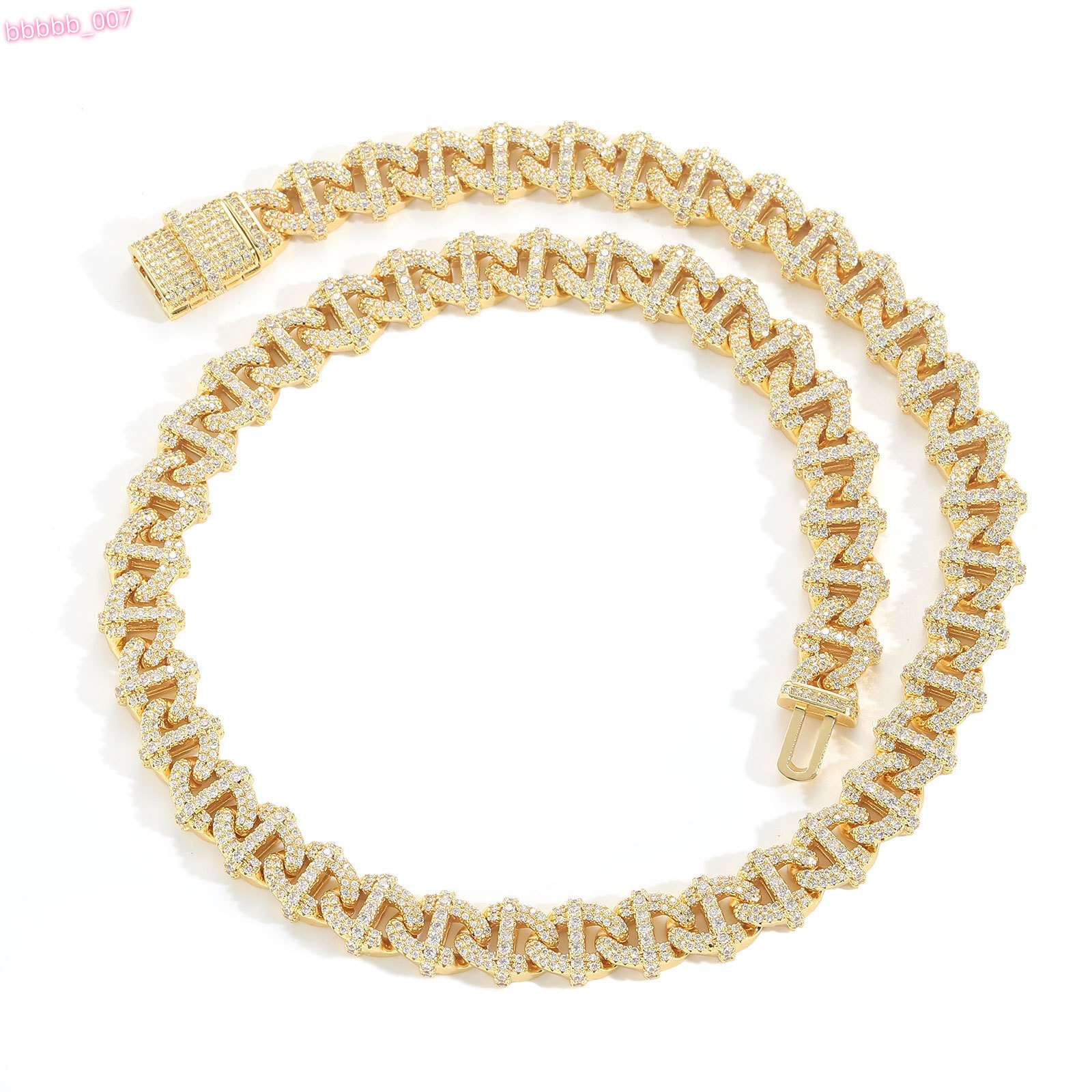 10MM Geometric Cuban Chains Necklace Hip Hop Diamond Cuban Link Chain Iced Out Brass Zircon Necklace Fashion Jewelry for Men