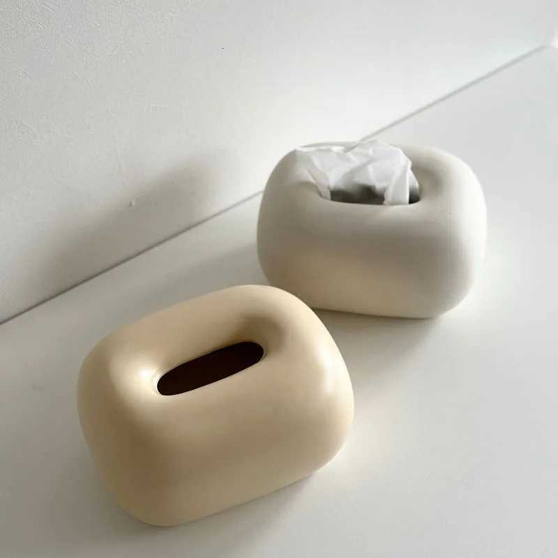 Nordic Cream Ceramic Tissue Box Holder Creative Home Decor for Living Room Bedroom Desktop SilverM251124
