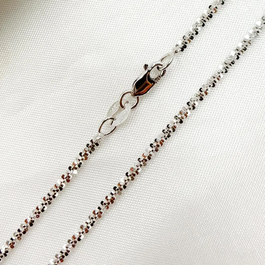 Vintage 925 Sterling Silver Margarita Chain Sparkling Twisted Rope Fancy Chain Necklace