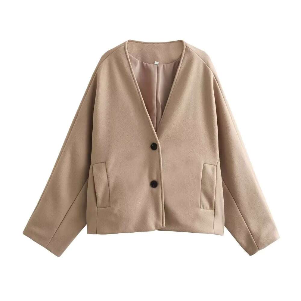 New Style American Women's Jacket V-Neck Woolen Kimono Spring Top Cross-Border E-Commerce Fashion