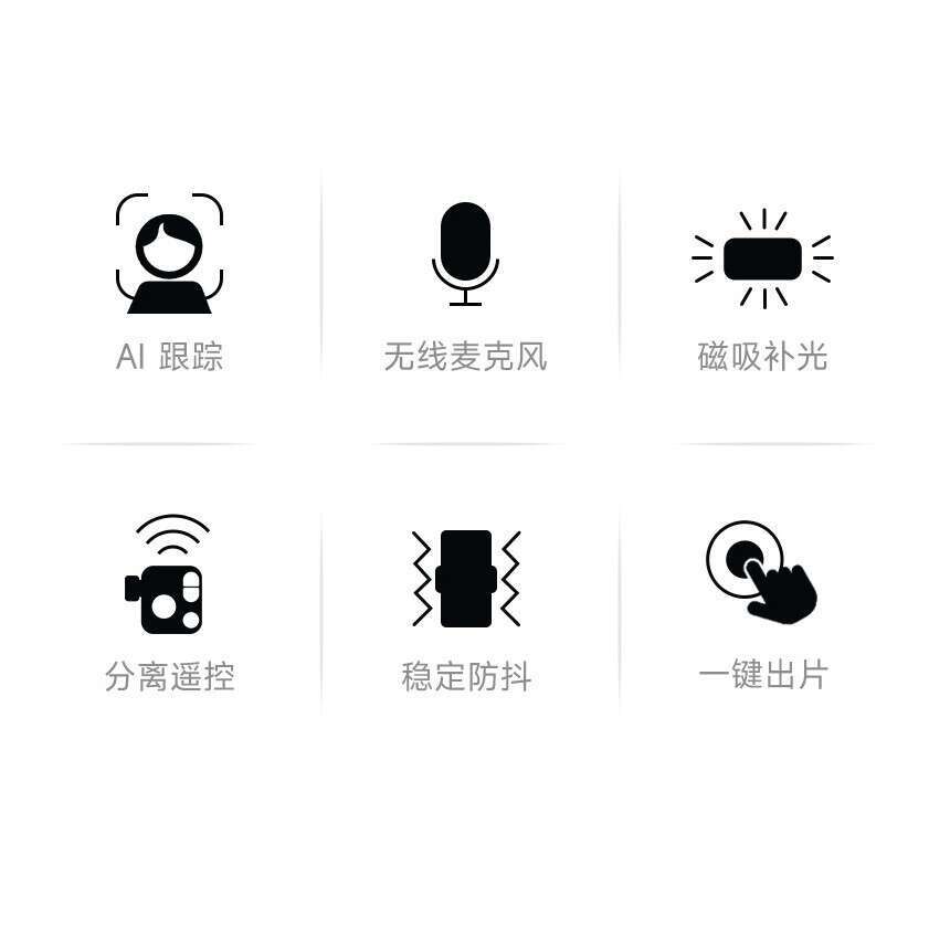 M03 Handheld Smart Face Tracking Wireless Microphone 3-Axis AI Stabilizer Noise Reduction Foldable