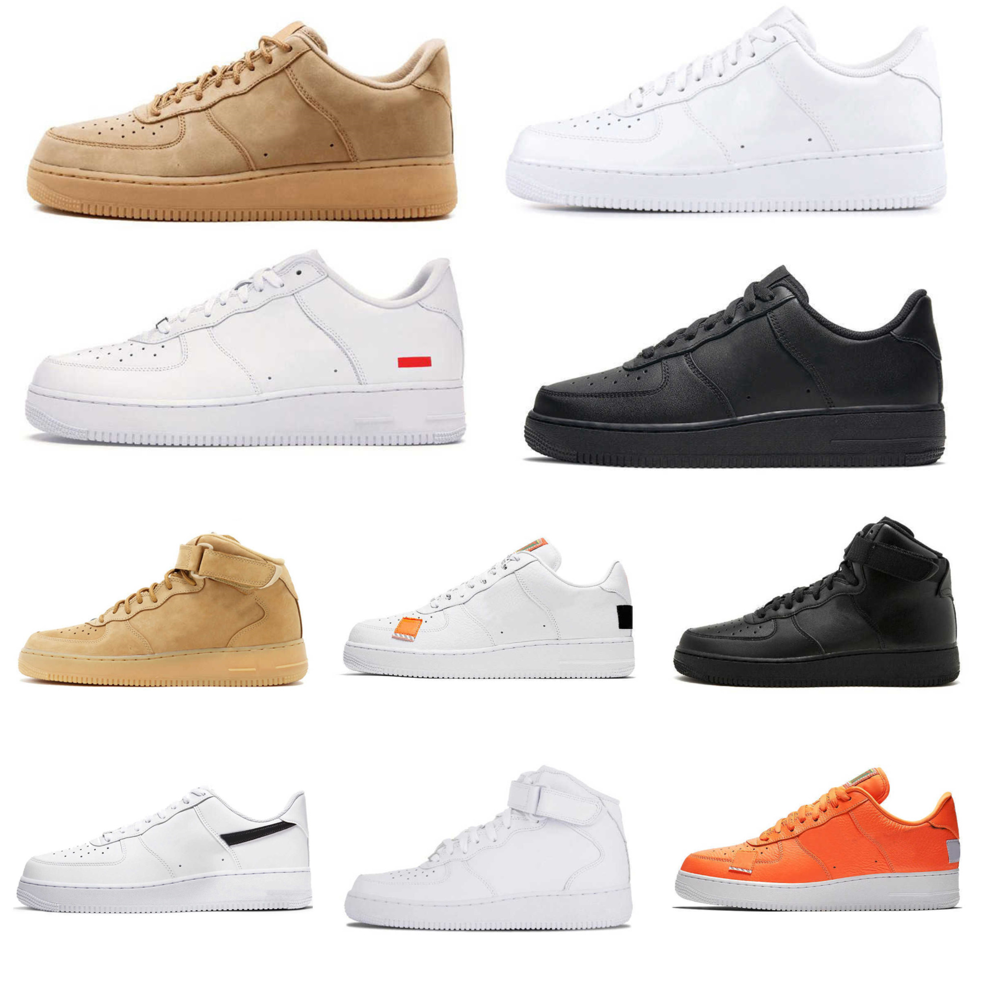 Trainers 1 07 ForC Sports Casual Shoes Men Women Low All White Pure Black Wheat Skateboard ONE Leather Original Jogging Shoe High Running Outdoor Designer Sneakers Y6