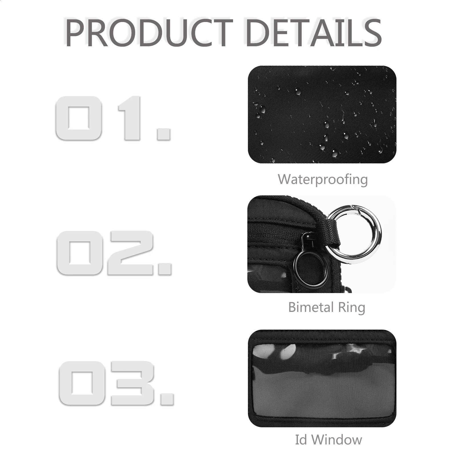 Womens Keychain Wallet The Iris Wallet Zip Waterproof Nylon Card Wallet Pouch Wristlet Zip Card Case with Clear ID Window R250424