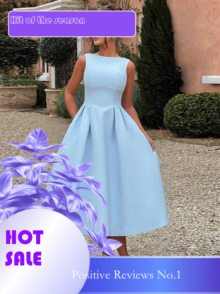Dongdumaoyi Townlike Pleated Waist Wrap A Line Dress Women Elegant Midi Long Summer Backless Nightclub Sexy Party Dresses