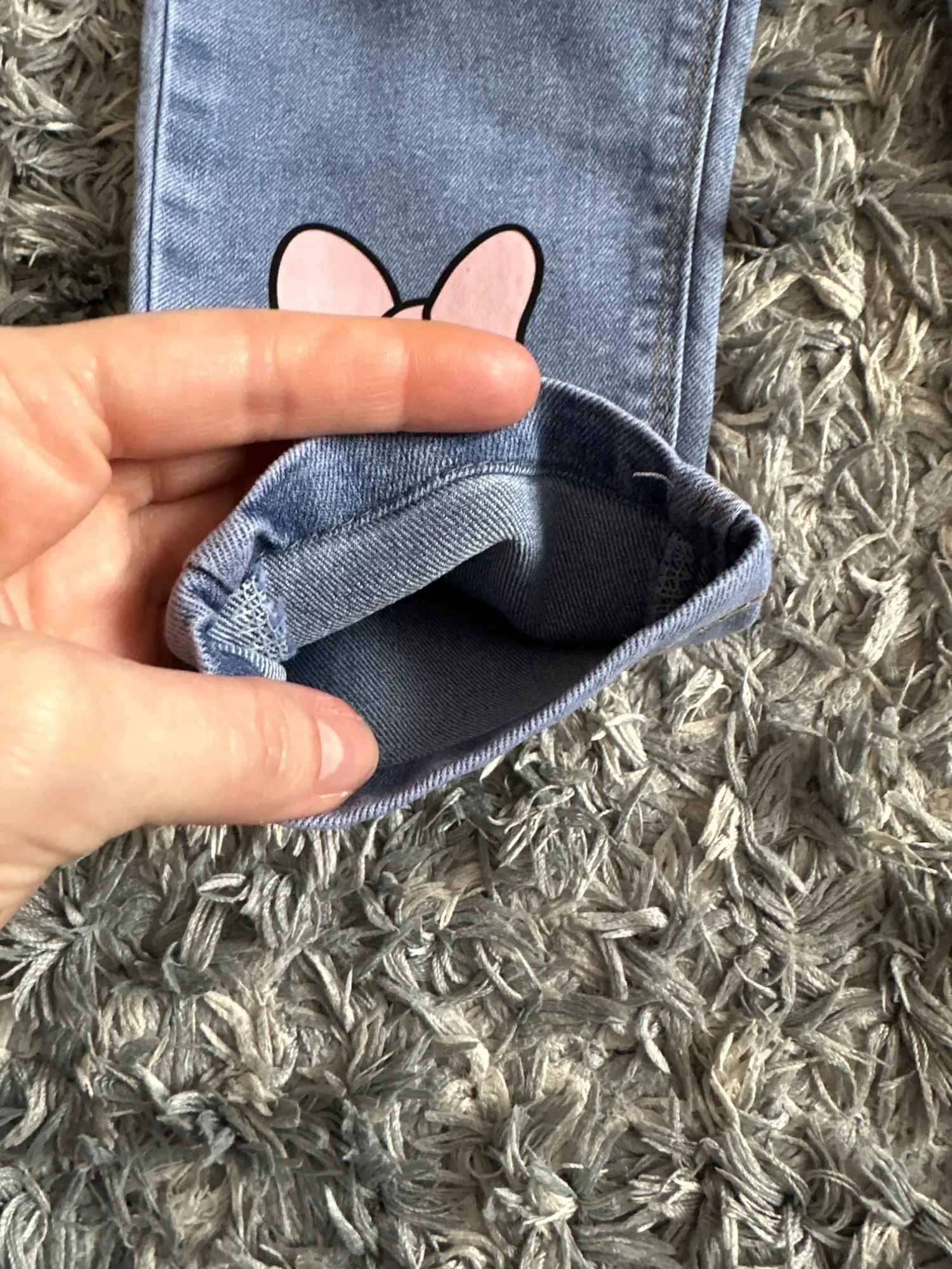 Children girls jeans floral cartoon pants spring autumn graffiti painting casual Trouser with holes childrens denim 250414z