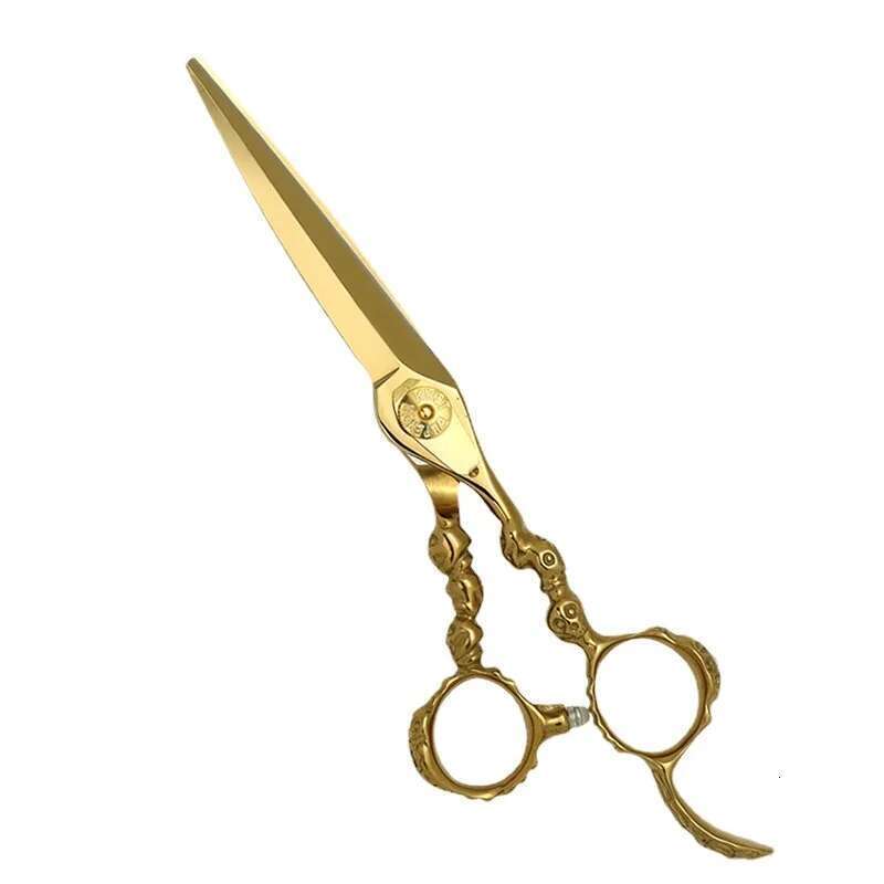 6.0Inch440CSteel Golden Hair Straight Snips Thin Thinning Hairdressing Scissors