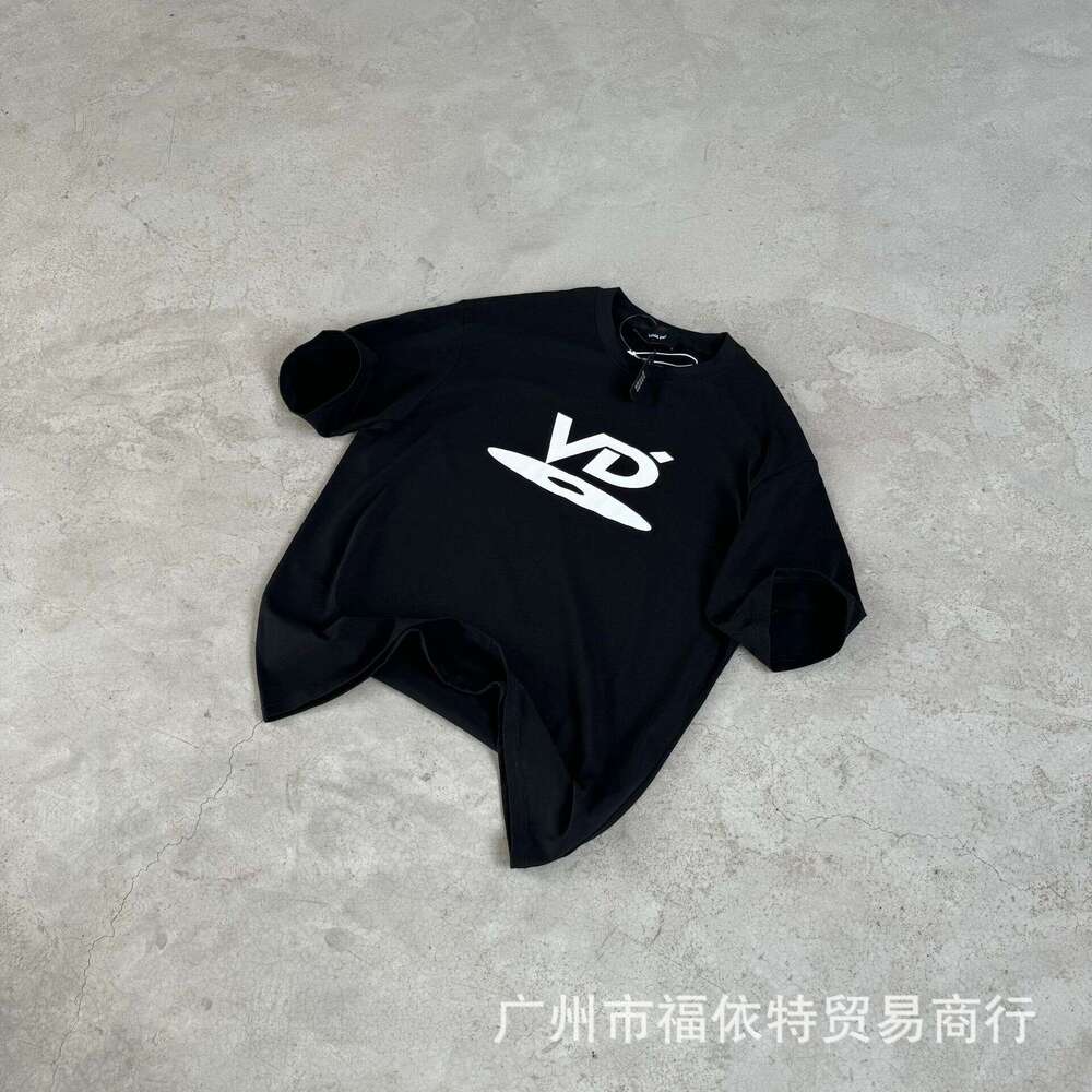 Meichao High Street VD CD letter print niche black white round neck short sleeved casual loose top T-shirt for men and women
