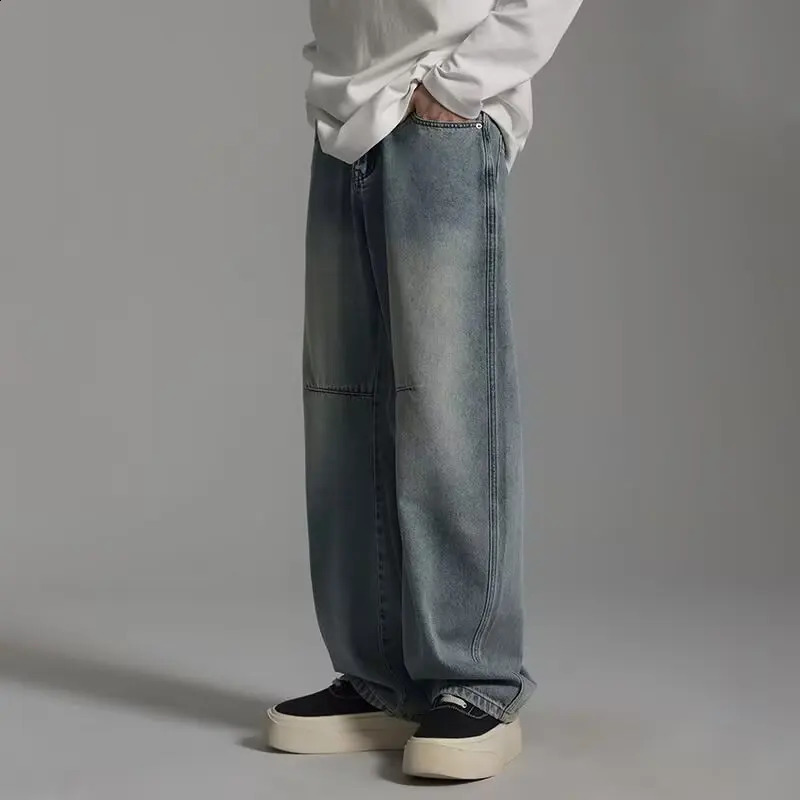 Baggy jeans Trouser mens denim pants wide leg pants mens jeans oversized cargo Korean streetwear hip-hop Harajuku 250423