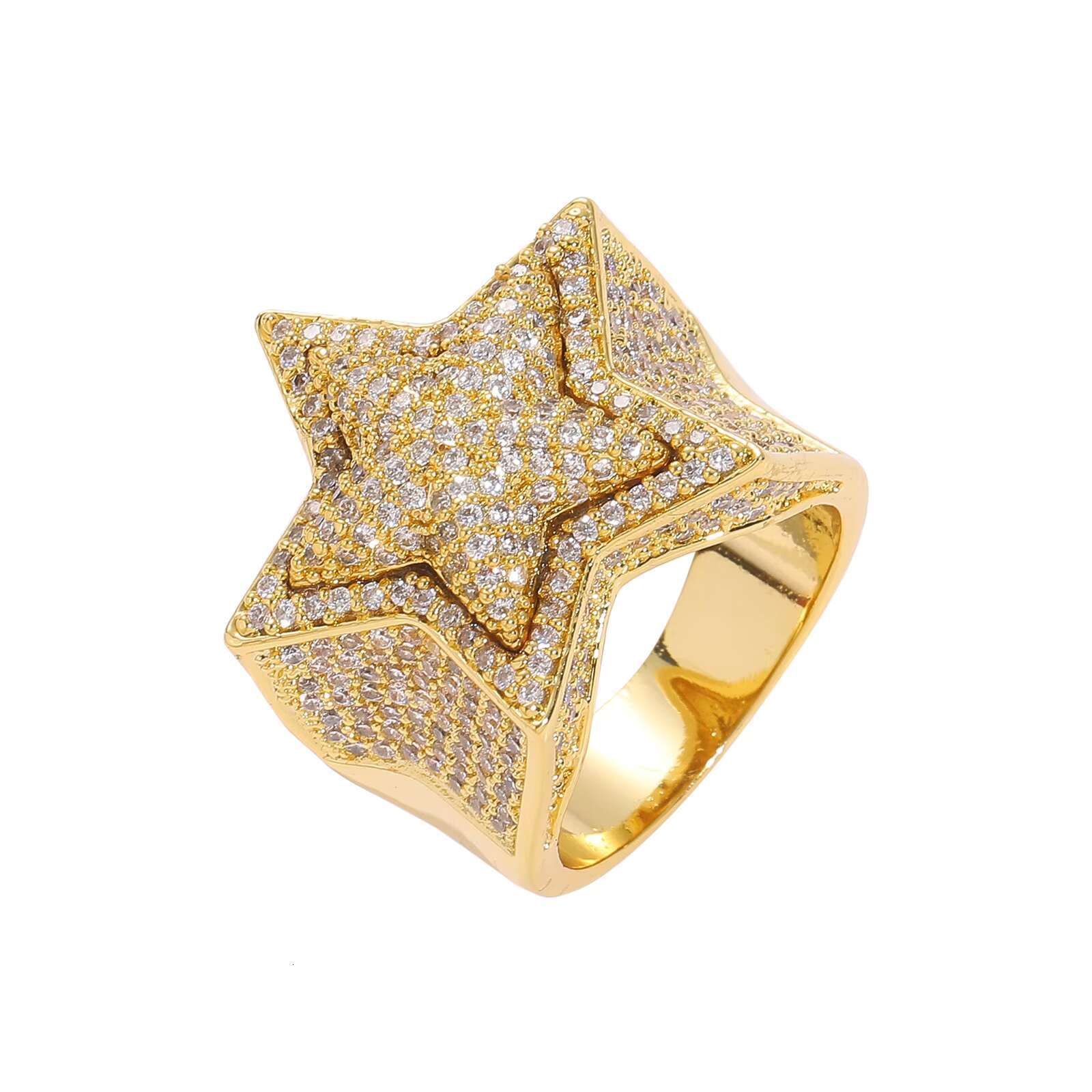 BES Hot Sale Hip Hop Rock Jewelry Zircon Iced Out Star Sign Rings for Men Jewelry