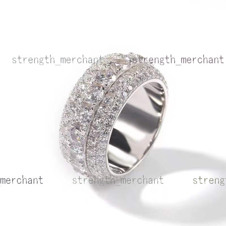 Hip Hop Ring Fashion Customized S925 Sterling Silver Iced Out VVS Moissanite Diamond Ring for Rapper Jewelry Gift