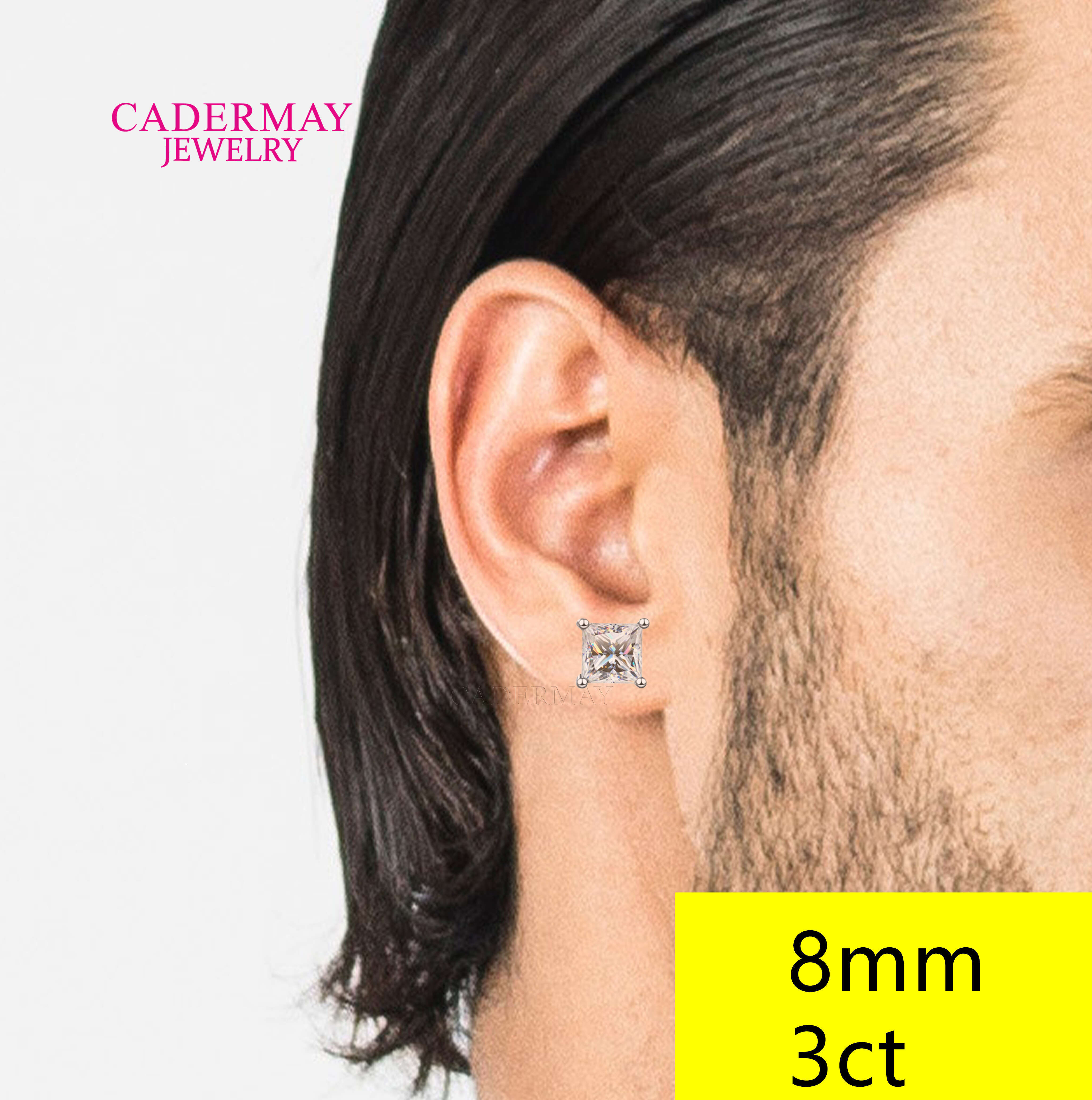 Classic Hot Top Selling Pass Diamond Tester Fine Jewelry 925 Silver 1ct 2ct 3ct Princess Earrings VVS Moissanite Stud Earrings