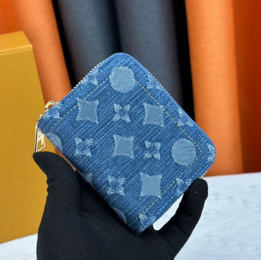 Fashion designer wallets womens short purses emed flower letters credit card holders ladies plaid money clutch bags with box and dustbag high-quality red