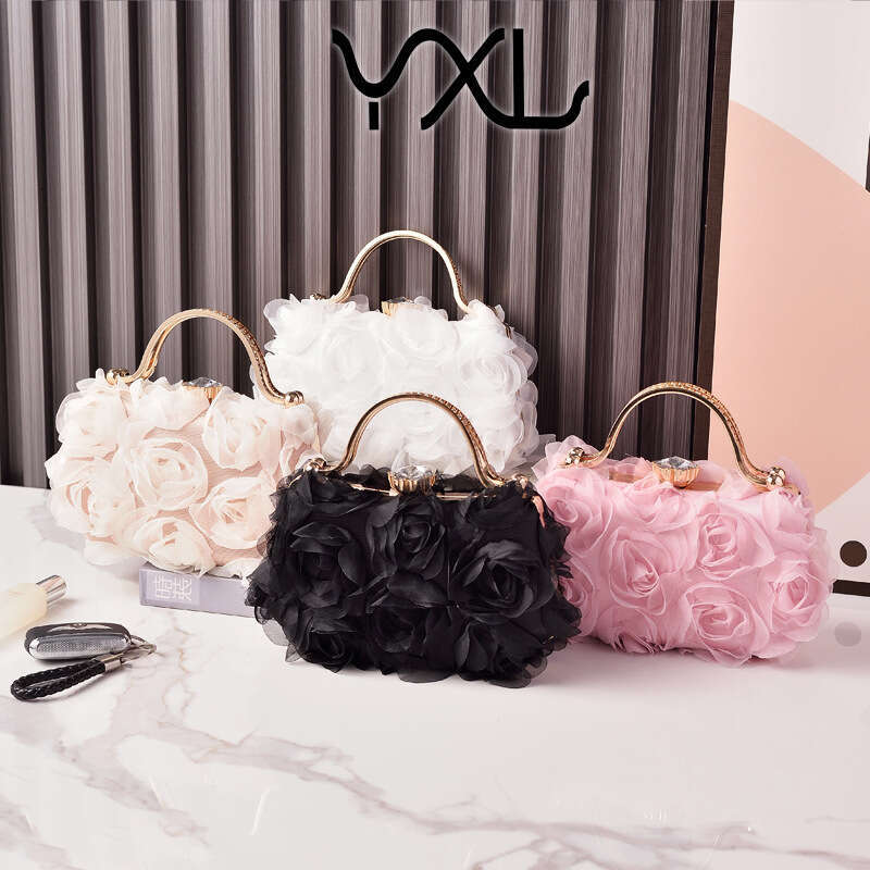 Dinner Bag Flower Banquet Bridal Wedding White Dress Package Partybag KQ