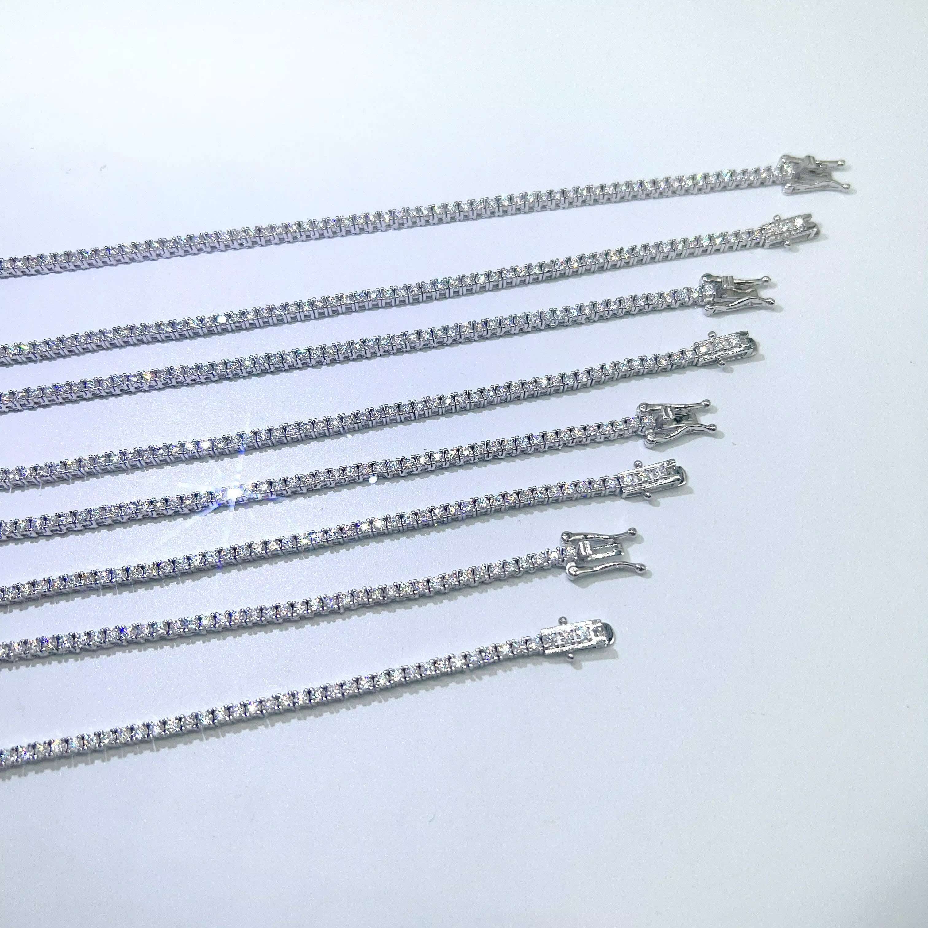 Fine Jewelry GRA Certificate 925 Sterling Silver 2mm-6.5mm Vvs Moissanite Iced Out Tennis Chain Bracelet