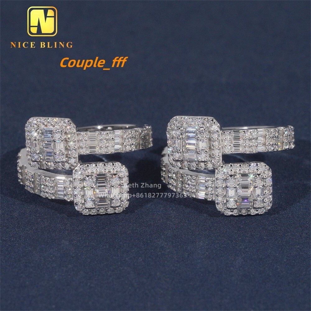 Anti Stress Ring Custom Hip Hop Jewelry S925 Baguette Cut Moissanite Diamond Engagement Ring for Men