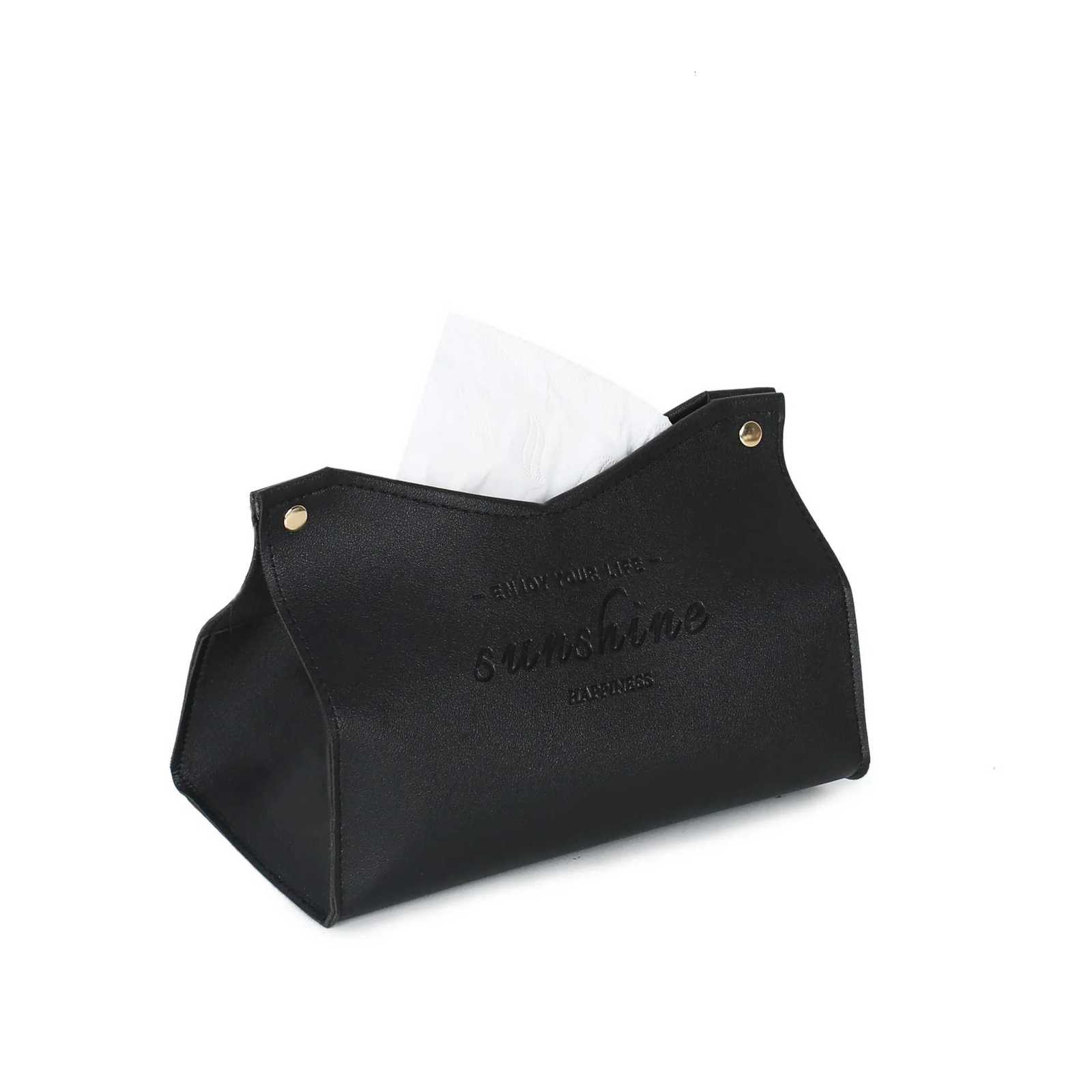 Nordic Style Leather Car Tissue Box - Creative Space-Saving Multi-Purpose Tissue Storage Holder for Living Room Kitchen VehicleM251124