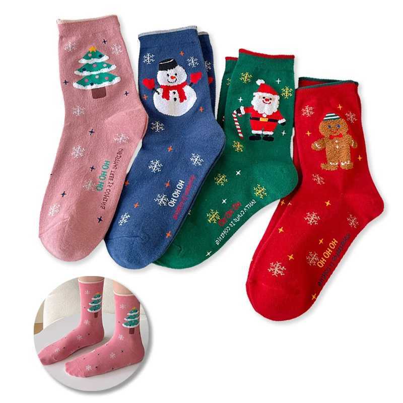 2/4/8 Pairs Children Christmas Socks Cotton Warm Mid-tube Socks For Kids Unisex Knitting Snowflake Elk Stocking Christmas Gift G251124