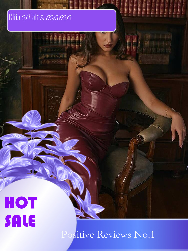 Dongdumaoyi Townlike PU Leather Pleated Slim Bodycon Dress Women Strapless Summer Midi Long Backless Sexy Party Dresses