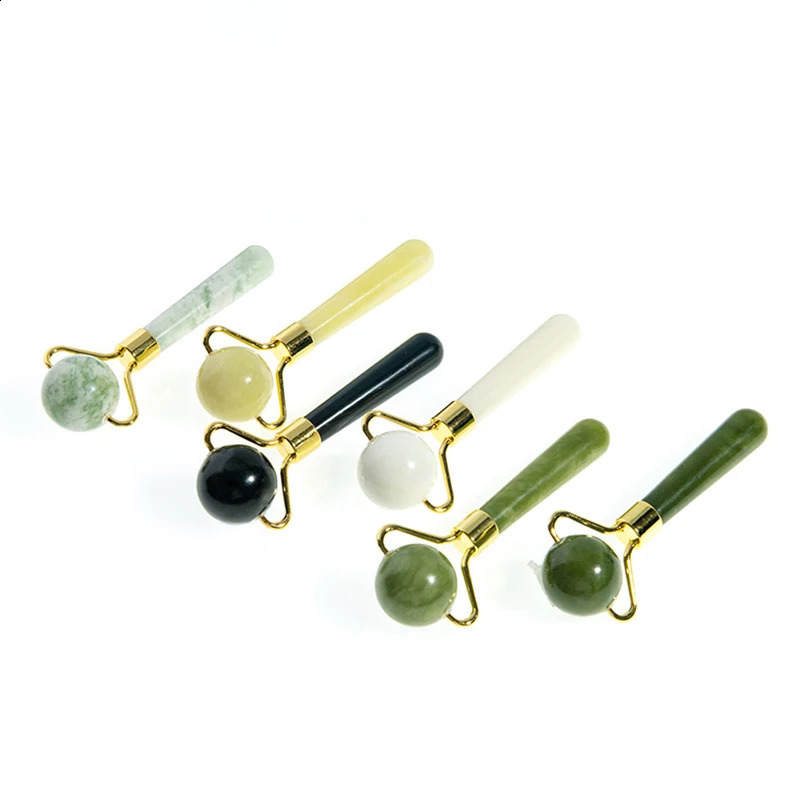Natural Jade Ball Face Roller Gua Sha Scraper Massager Facial Eye Beauty Massager Roller Face Wrinkle Remover Skin Care 250423