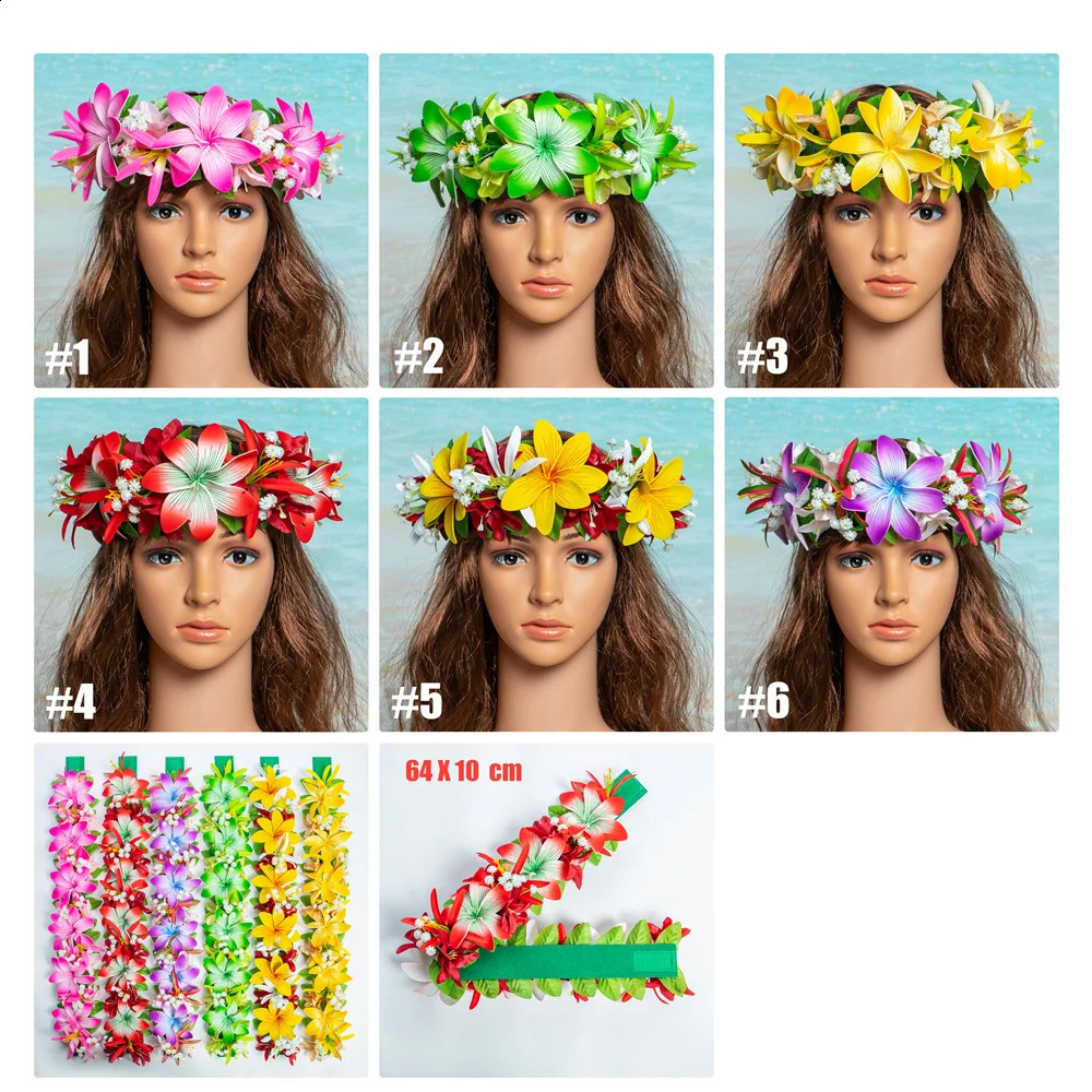 Tropical Haku Head Lei Poo Hawaii Style Tiare Flowers with Spider Lily Crown Handcrafted Gifts Hula Dancing Performace 250420